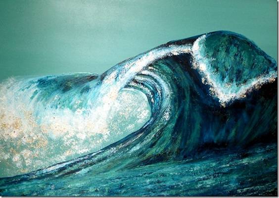 Rolling in the Deep - Mixed Media Painting of a Wave