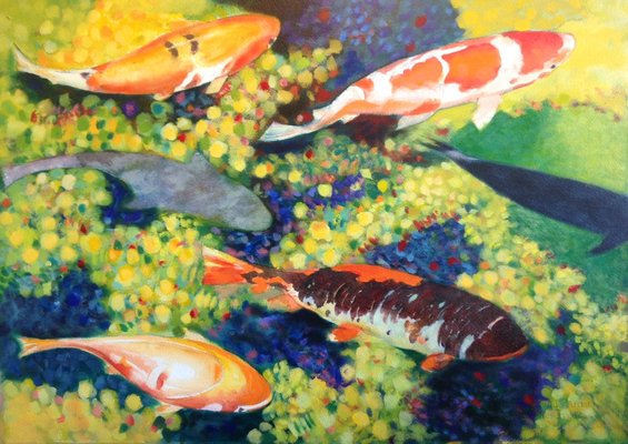 Singapore Goldfish - Acrylic and Watercolour on Paper - 53.5 x 74cms