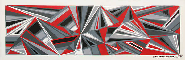 Geometrix 001 - Emulsion, Spray paint and Acrylic on 12 mm board - 120 x 40 x 1.2cm