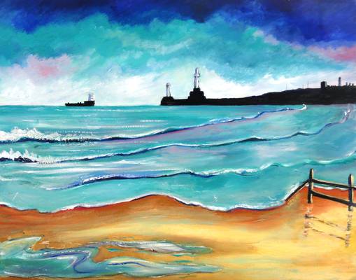 The Tide Coming in at Aberdeen Beach - Oil on Canvas Board - 30cm x 30 cm