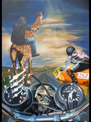 The Road Trip Has Kicked In, A tribute to Dali. If you look real close you can see him as the rider