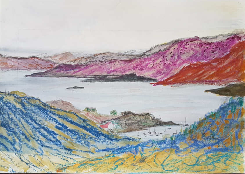 Loch Melfort - Mixed Media on Cartridge Paper - 8 x 11ins - 2019