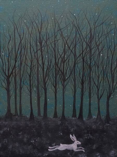 The Hare ran through Starlit Woods - Acrylic on Canvas - 2016 - 9ins x 12ins