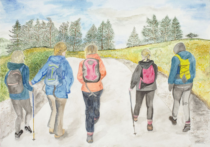 Blaeloch Hill Walkers - Watercolour - A3