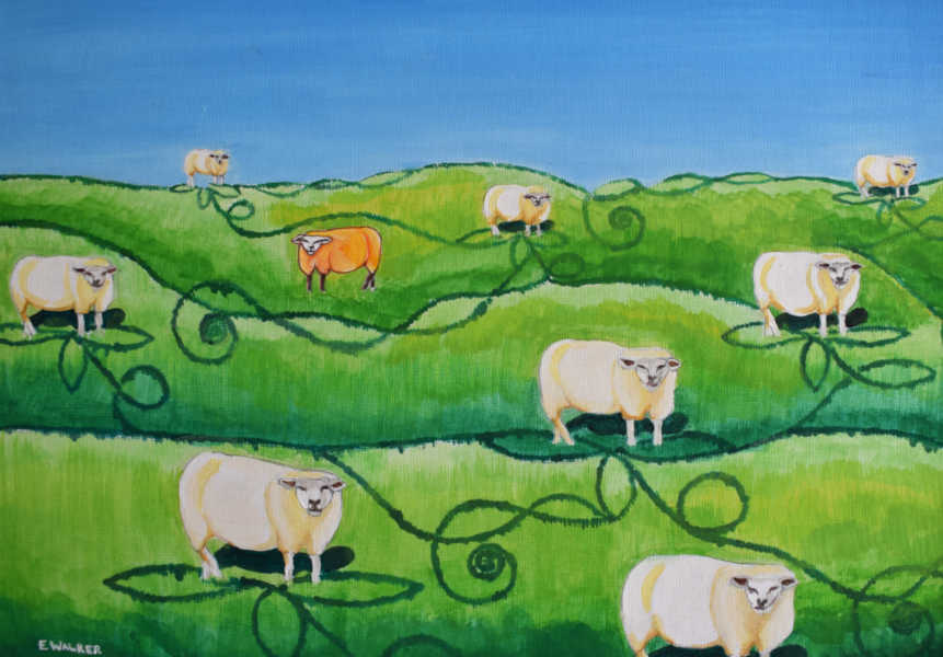 Ewe are not alone - Oil on Canvas Board - 30 x 21cm