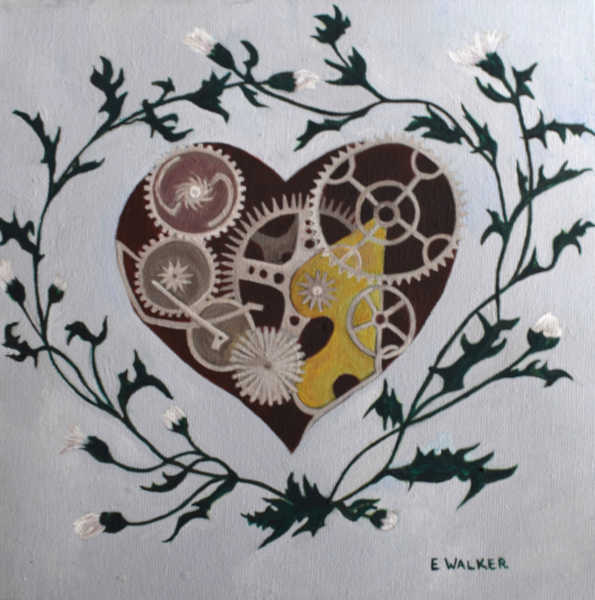 Thistle Heart - Oil on Canvas, 20 x 20cm