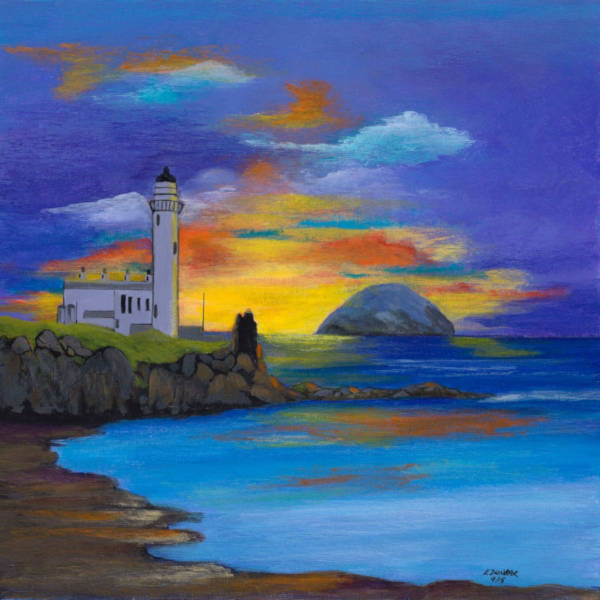 Ailsa Craig and Turnberry Lighthouse - Acrylic - Print - 8 x 8ins