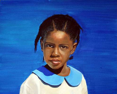 Barbuda School Girl - Oil on Board