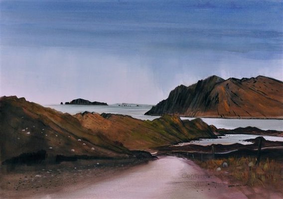 The Road to Oronsay - Watercolour and Conte - 2013 - 19 x 26 ins