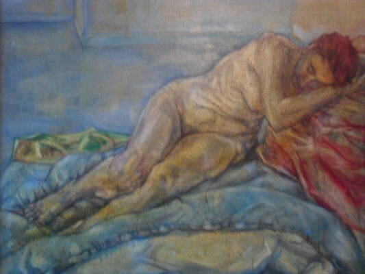 Life painting of Female Nude - Oil on canvas