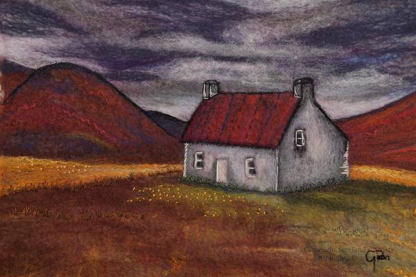 Bothy in the Glen - Needle Felt Artwork - 42 by 32 cm