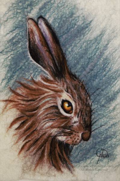 Brown Hare - Needle Felt Artwork - 34 by 26 cm