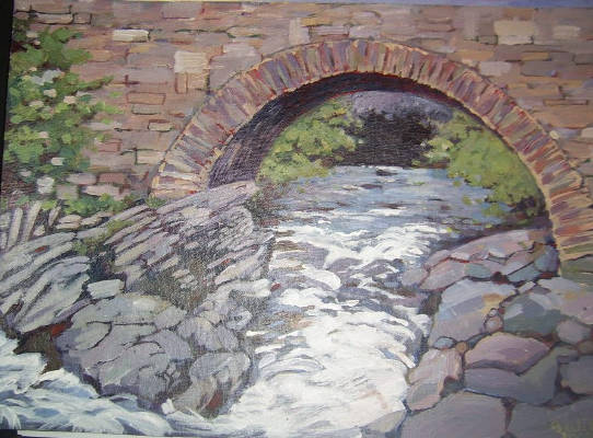 Bridge in Killin - Acylic on Board - 12 x 14 ins