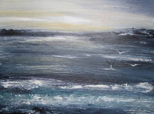 Gannet Diving - Acrylic on board - 40 x 50 cm