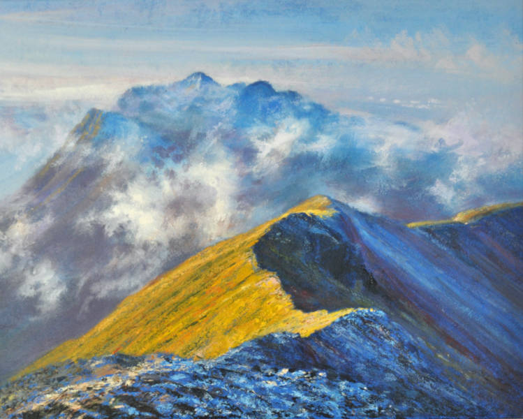 FLOATING MIST ON BEINN EIGHE - Acrylics - 2021 - 96 x 8.15cm - in Frame