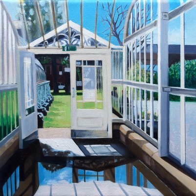 Kibble Palace Doorway - 8ins x 8ins - Oil on Canvas