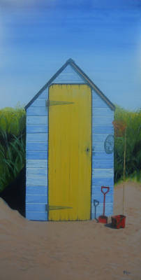 Elie Beach Hut Oil on canvas - 120 x 50cm