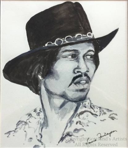 Young Jimi Hendrix - Watercolour - A4 - Jan 2015