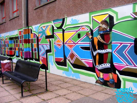 Northfield academy mural detail, quad, Aberdeen