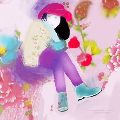 Girl in Flowers - Digital Drawing
