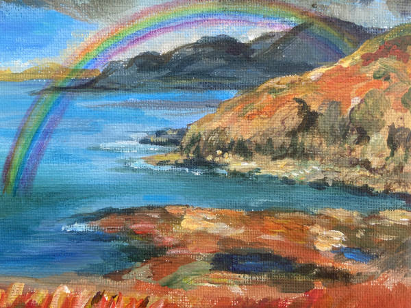 Rainstorm over Ardnamurchan - Acrylic on Canvas - 15 x 12cm - March 2020