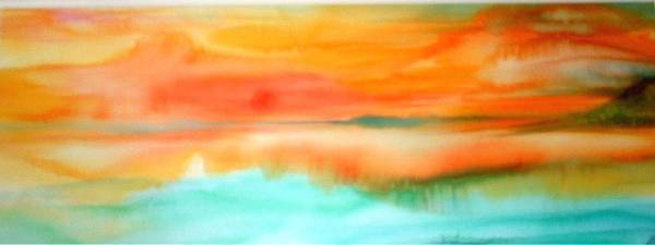 Beyond The Sunset - silk paint on silk