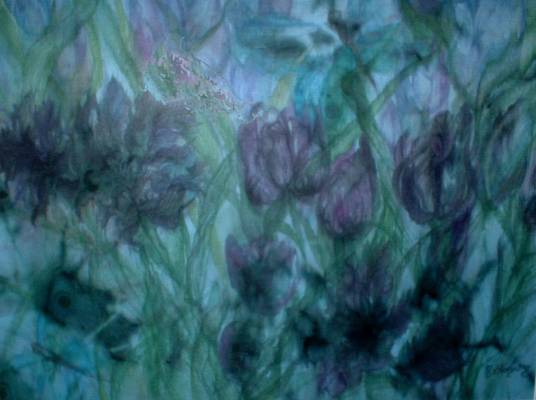 Shadowed Summer - silk paint on silk
