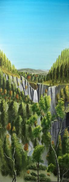 Foyers Falls and Gorge - Oil on Canvas - 2017 - 40 x 12 ins