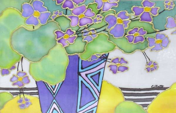 Violets with Lemons and Limes - Silk Painting