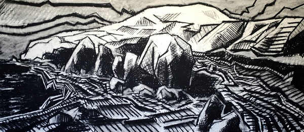 Coastline - Charcoal on  Paper - 20ins x 48ins - 2016