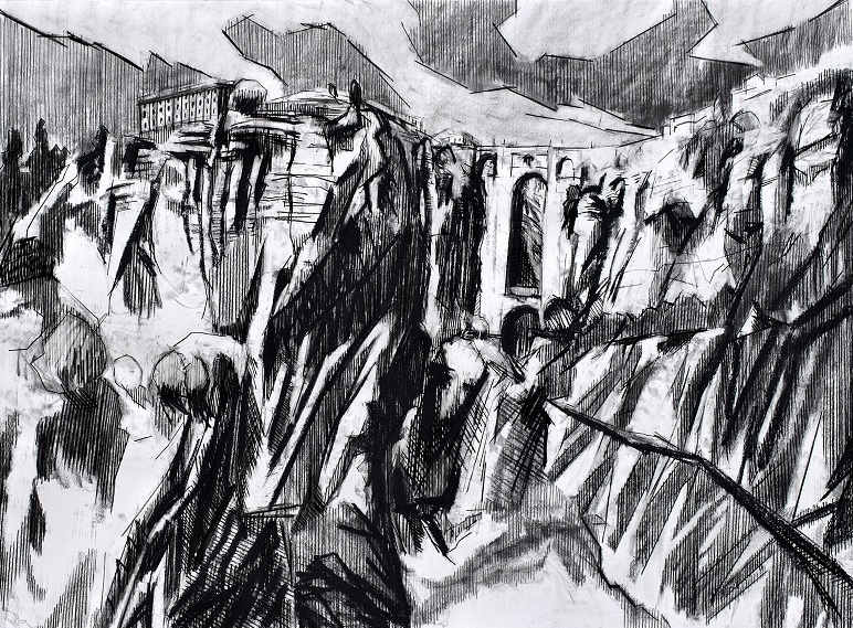Bridge, Ronda - Charcoal on Paper - 36ins x 48ins - 2016