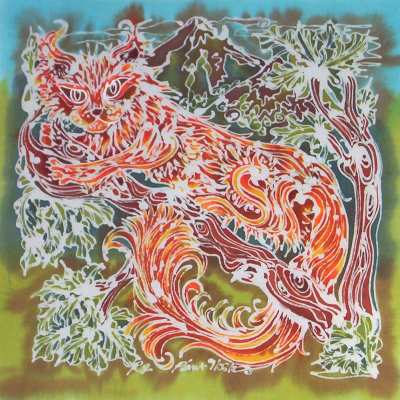 Squirell - Batik on Cotton - 40cm x40cm