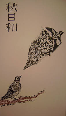 Late Autumn - Lino-printed poster
