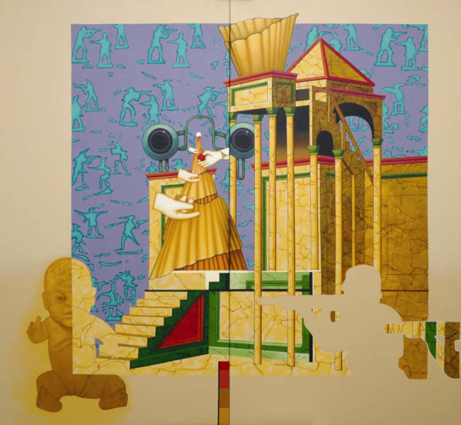 After Giotto: Presentation - Acrylic on Linen on two stretchers - 185 x 200cm - 2016