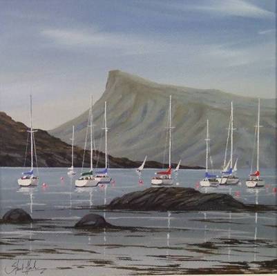 Arisaig yachts to Eigg  -Acrylic - 20 x 20cm