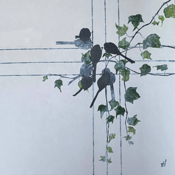 Long-tailed Tit and Ivy - 60 x 60cm - Acrylic on Canvas