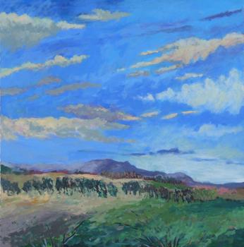 Landscape With Hills - Acrylic on Canvas